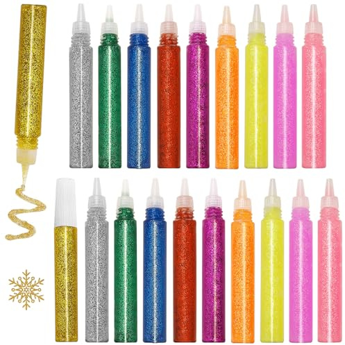 Glitter Glue Pens, 20 Pcs Glitter Pens for Arts and Crafts, Rainbow Glue Stick for DIY Bottle Decor, Projects Scrapbooking, Grad Caps, Cards Decorating Supplies