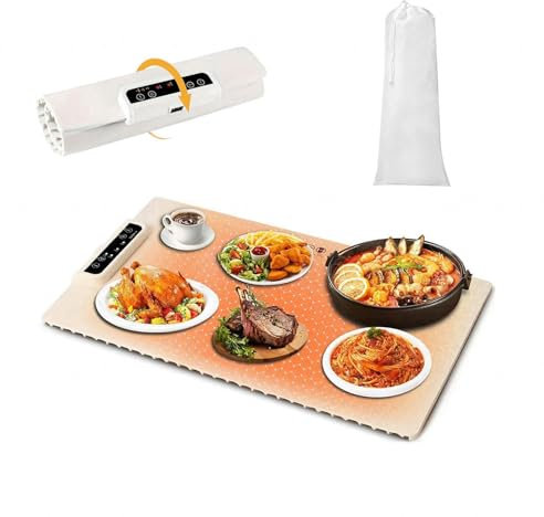 Hazomeu Bandeja De Calentamiento Eléctrico con 3 Modos Y Calentamiento Rápido Bandeja Calienta Platos con Bolsa de Almacenamiento Tapete Calentador Comida