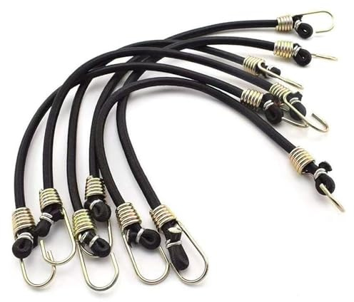 12 Pack Small Bungee Cords with Hooks, 25cm Mini Adjustable Rubber Stretchy Heavy Duty Short Elastic Bungee Cord for Bicycle,Camping,Tools,Tarpaulin and Cargo,Hanging Christmas Ornaments