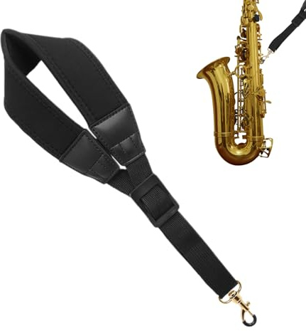 Tracolla per sassofono, regolabile, imbottita, con gancio in metallo, comoda tracolla in nylon per il trasporto di sassofono contralto, tenore, soprano, clarinetto, oboe, fagotto
