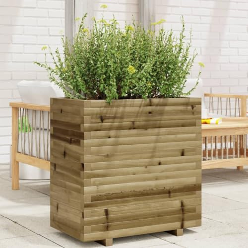 Fioriera da Giardino in Legno di Pino Impregnato 70x40x72 cm per Fiori e Piante, Cassetta per Orto, Fioriera da Balcone e Patio, Resistente agli Agenti Atmosferici, Rustico, Facile Assemblaggio