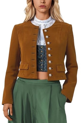 Generisch Chaqueta tradicional tirolesa para mujer, chaqueta de tirolesa, blusa para traje regional, moderna, chaqueta de punto para traje regional, chaleco tradicional tradicional con botones