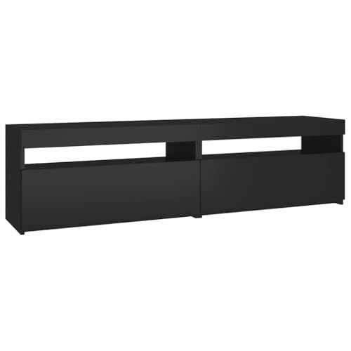Iiaky Mobile Porta TV 150 cm con LED Armadio per TV Mobile TV Soggiorno Mobile Porta TV in Legno per Soggiorno Camera da Letto-Nero-75 cm/2X