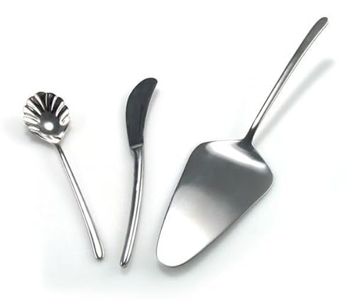 Juego de Cubiertos de Desayuno (3 Piezas) Acero Inoxidable 18/8, Pala para Tartas, Cuchillo de Untar y Cuchara de Mantequilla, Set con Estuche Regalo, Fácil Limpieza