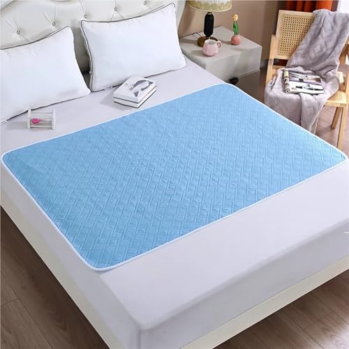 Traversa Impermeabile Matrimoniale Lavabile e Assorbente, Traverse Letto Morbide Traspirante Riutilizzabili per Adulti Singolo Poltrone Divano, Blu, 100 x 150 cm