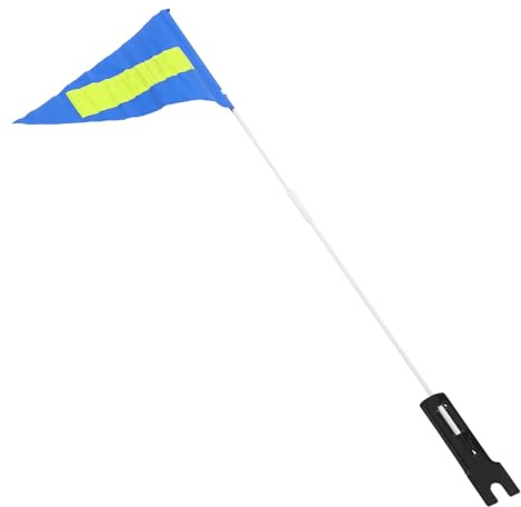 Hohopeti Drapeau Vélo avec Mât en Fibre de Verre Solide Fanion Sécurité Réfléchissant Bleu Kit de Fixation Résistant Déchirure pour Cyclisme et Remorques