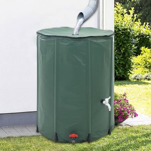 Gecheer Regentonne faltbar mit Auslaufhahn 500L, Mobiles Regenfass Wassertank mit Gartenschlauch fur Gartenbewasserung Autowaschen Haustiere, 80x98cm
