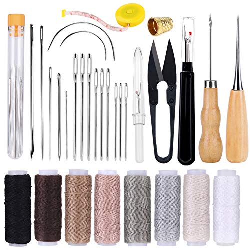 32 Pcs Upholstery Leather Sewing Kit 8 Colors Sewing Thread