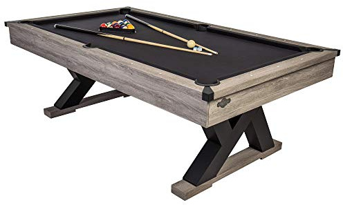 American Legend Kirkwood 90” Billiard Table with Rustic Finish, K-Shaped Legs and Black Cloth, Brown