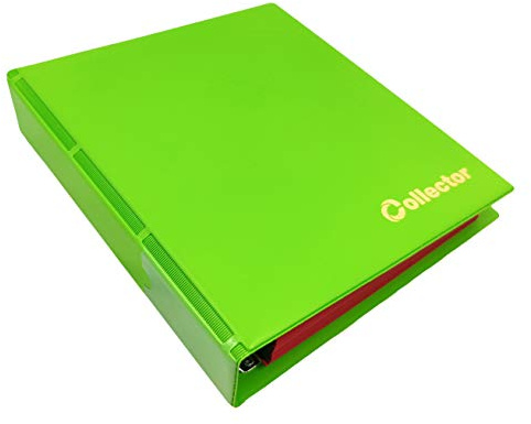 COLLECTOR Álbum de colección de monedas para 200 tamaños diferentes, para monedas de 2 euros y otras monedas de tamaño mediano, con páginas y separadores rojos + índice, color verde lima pastel
