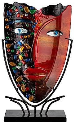 GILDE GLAS art Design Vase - Deko Wohnzimmer - Geschenke für Frauen H 46 cm 7_Mehrfarbig.1