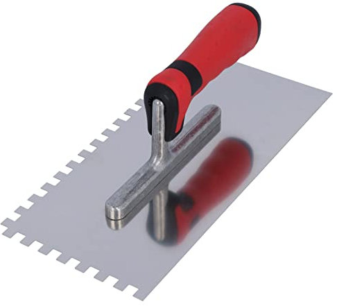 HELPMATE - Paleta alisadora dentada de 8 x 8 mm - Espátula dentada profesional fabricada en Alemania de acero inoxidable - Llana dentada de 230 x 130 mm para aplicar masilla y adhesivo para baldosas