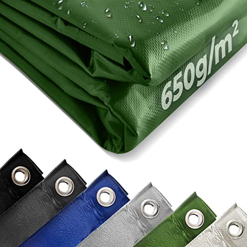 Jago® Lona Impermeable Exterior - 3x5 m, Ojales, Resistente a Altas Temperaturas y Rayos UV, PVC, Poliéster, Verde - Cubre Piscina, Suelo Camping, Remolque, Caravana, Toldo, Tapar Leña, Multiuso