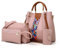 FUNSEED Handtasche für Damen, große Kapazität, modisch, Kunstleder, Umhängetasche, Clutch, Münzbörse, 4 Stück, Pink
