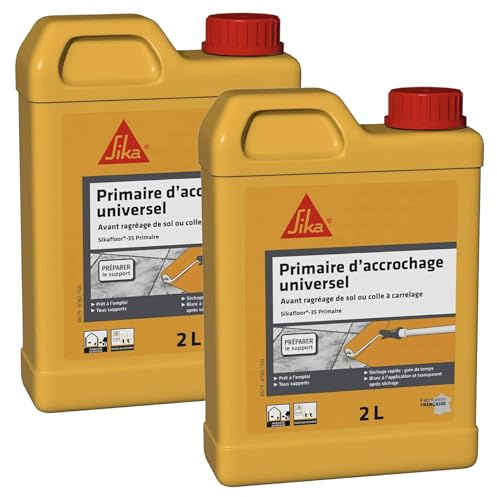 SIKA - Primaire d'accrochage universel - Sikafloor 35 Primaire - Avant ragréage de sol ou colle carrelage - Prêt à l'emploi - Multi-supports - Séchage rapide - Mur et Sol Intérieur/Extérieur - 2L
