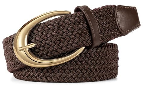WERFORU Women's Elastic Woven Braided Belt Ladies Stretch Casual Belt for Jeans Pants