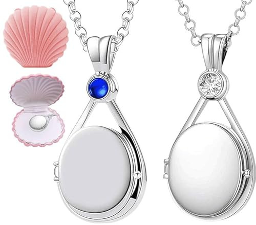agctrler Collana Sirena Improvvisa H2O, Collana con Ciondolo Sirena, Amuleto Personalizzato per Immagini, Regalo per Donne e Ragazze (With 2 Box)