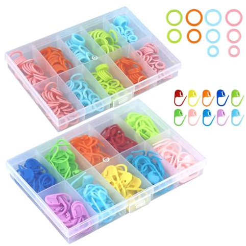 220 Marqueur Tricot,Marqueur Crochet,Anneaux de Marqueurs à Tricoter Multicolores (S/M/L) avec boîte de rangement portable pour couture,crochet,bricolage avec Boîte
