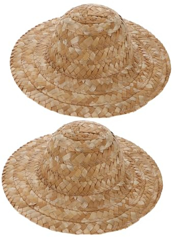 FELTECHELECTR 2 pièces Chapeaux de Paille Vierges à Peindre Accessoires DIY pour Création Artistique Chapeaux Légers Paille pour Garçon Fille et Décoration