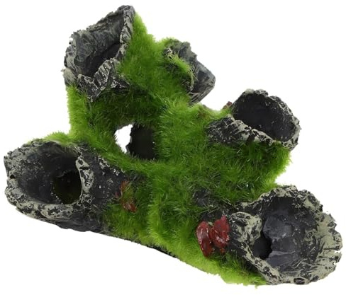 Décor d'Aquarium Naturel en Résine - Tronc d'Arbre Creux et Grotte Rocheuse pour Poissons et Crevettes - Cache Sécurisée, Paysage Aquatique et Habitat pour Crevettes, Écrevisses et Poissons Timides