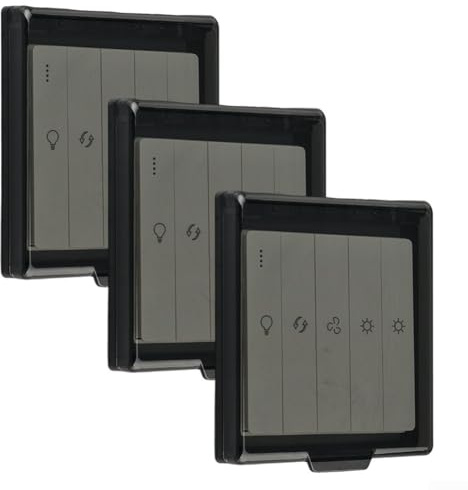 Lot de 3 caches de protection pour interrupteur mural - Type 86 - Plastique - Facile à installer et à nettoyer - 119 x 106 x 20 mm - Noir