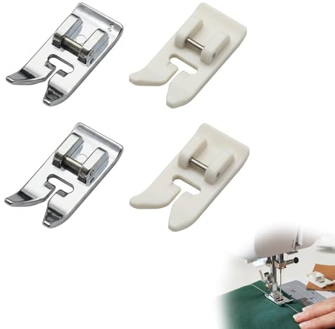 Zolara 4 piezas prensadora de pie máquina de coser, pie de prensa de teflón, accesorios de pie para máquina de coser multifuncional doméstica, para coser cuero y tela