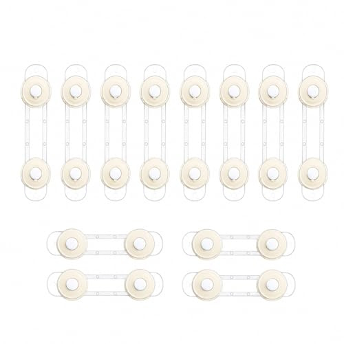 12PCS Cierres de Seguridad para Bebés y Niños, Protecciones Transparentes de Plástico con Adhesivo de Alta Resistencia, para Armarios, Cajones, Neveras, Asientos de Inodoro y más, Protección Hogar