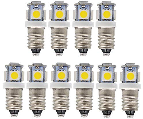 GutReise LED-Leuchtmittel, 10 Stück E10 6 V Warmweiß 5 SMD, 0,5 W 40Lm