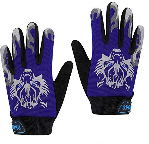 Kid’s Cycling Gloves Non-skid Full Fingers Gloves for Kids 5-10 Years Old Boys Girls Warm Sports Mitten Gloves for Cycling Skiing Running Biking (blue)