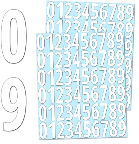 600 Stück, 25 mm - Zahlen Aufkleber Sticker Wetterfest Klebezahlen - Weiß
