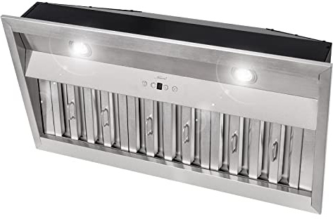 Akicon 36 Inch Range Hood Insert with 3 Speed, Ultra Quiet Stainless Steel Ducted Insert/Built-in Kitchen Vent Hood with Powerful Suction, Dimmable LED Lights and Dishwasher Safe Filters, 600 CFM
