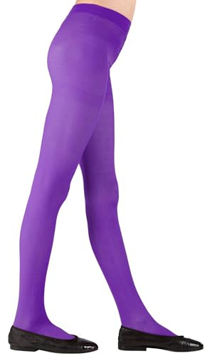 Widmann 20605 - Strumpbyxor, för flickor, 40, karneval, halloween, temafest, storlek 11–14 år, lila