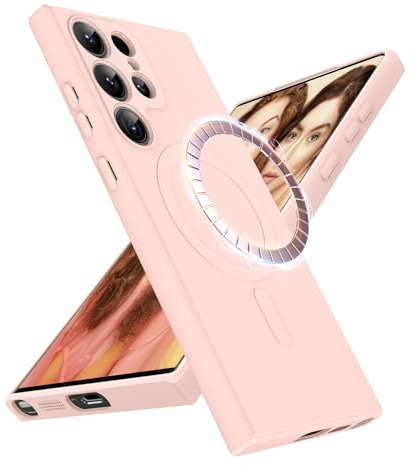 LeYi Cover per Samsung S23 Ultra Compatibile con Magsafe, Custodia Magnetica Silicone TPU Sottile Morbido Protettiva Case Antiurto con Fodera in Microfibra per Galaxy S 23 Ultra Rosa