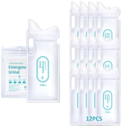 Coogime Pack of 12 700 ml Urine Bags for Travel, Disposable Urine Bags with Handle, Urinella for Women, Men, Children, Emergency Toilet for Camping, Hiking, Travel, Car, Traffic Jam