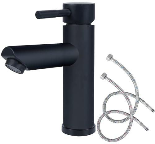 Minnhua Robinet de salle de bain Robinet de salle de bain noir Robinetterie de lavabo Mat Set de robinetterie de lavabo pour salle de bain cuisine 304 acier inoxydable