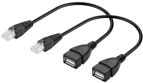 GINTOOYUN 2 unidades de cable USB a RJ45 Ethernet, USB hembra a RJ45 8P4C cable de extensión Ethernet para enrutador, módem ADSL, cámara, etc. (20 cm)