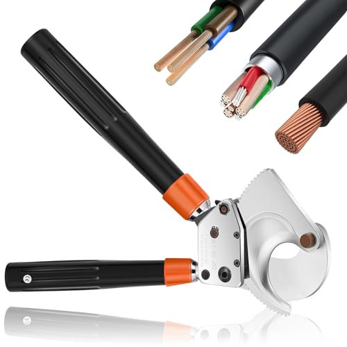 NEWTRY J52 Pince coupe-câble à cliquet robuste pour câbles blindés en cuivre et aluminium de 500 mm², coupe facile et professionnelle - Orange