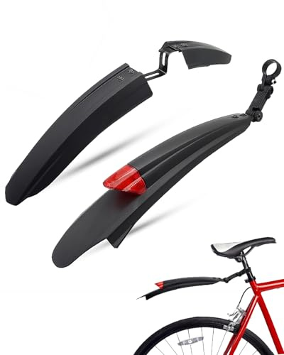 VeloGo Fahrrad Schutzblech Set mit Rücklicht, 3-teilig – Verlängerte Schutzbleche für MTB und Rennräder, verstellbar, inkl. 10 reflektierenden Aufklebern für optimalen Schutz