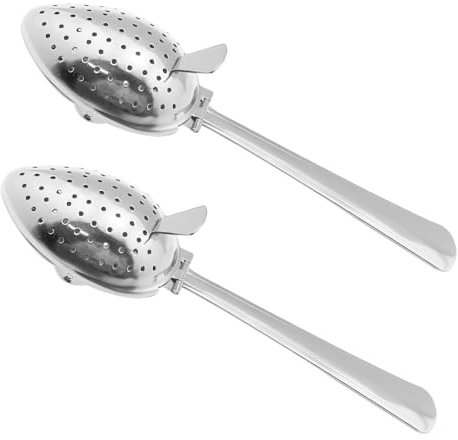 Tea Infuser, 2PCS Long Handle Tea Strainers with Fine Holes 304 Stainless Steel Spoon Shape Filters for Teapots Cups Mugs