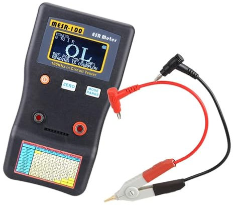 LCR Meter, MESR-100 ESR-Kapazitäts-Ohmmeter, professionelle Messung des Innenwiderstands des Kondensatorkapazitäts-Schaltkreistesters,Tester-Tools(With SMD Test Clip)