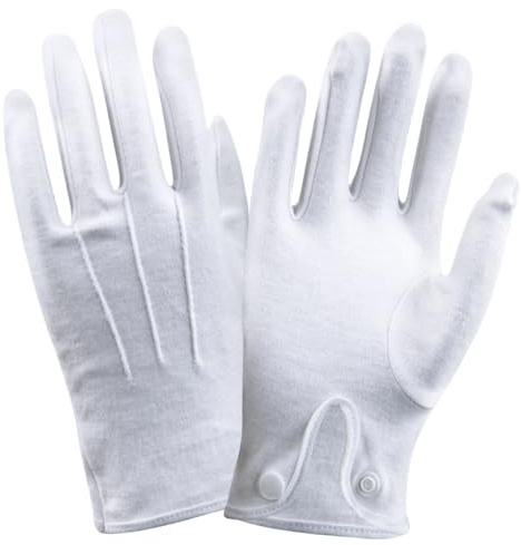 MUNSKT t 1 Paire De Gants Pour Hommes En Pur Coton Blanc, Texture Douce Et Légère, En Matière Lavable Et Réutilisable Avec Fermeture Pression, Accessoire Cadeau Maçonnique Pour Hommes Maçonniques