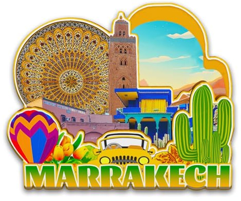 Orlybar Calamita da frigorifero Marrakech Marocco, in legno, 3D, da viaggio, da collezione, souvenir, decorazione fatta a mano, magnete per frigorifero -5677