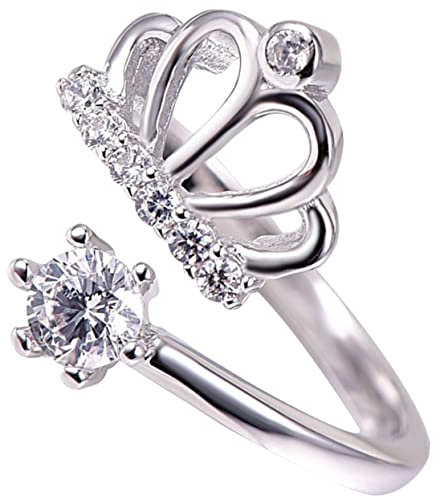 CTIRCHIU Verstellbarer Kronenring Aus Strass Für Damen Kleiner Offener Ring Mit Kristallen Hautfreundlicher Schmuck Für Abendpartys Und Alltag
