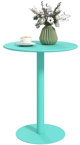 HOMCOM Mesa de Comedor Redonda para 2 Personas Mesa de Cocina de Acero para Interior y Exterior Ø60x72 cm Verde