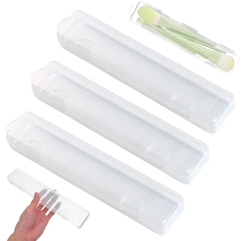 YIHAOH 3 Pezzi Porta Posate Viaggio Portatile, Portaposate da Viaggio Riutilizzabile, Porta Posate Pranzo Ufficio Multifunzionale, Scatola di Posate da Viaggio, Adatta per Viaggi