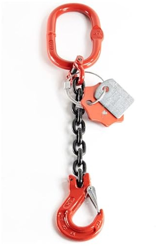 Alfa Logistik Kettengehänge 1-Strang 6mm x 0,5m - Hochfest Anschlagkette - Krankette Robuste Ausführung - Verzinkte Kette Güteklasse 8, Kette für Kräne mit Gabelkopfhaken