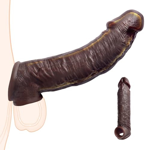 Penis Sleeve Cock Sleeve Adult Male Sex Toys for Men Penis Extender Enlarger Male Cock Ring Sexual Stronger Stimulation Elastic Penis Ring for Men Couples(A1,L)