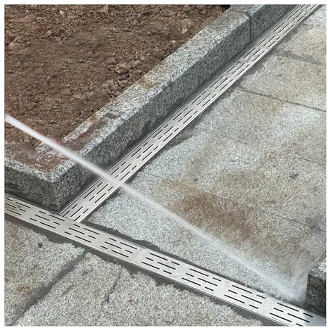 ZHENGQIAN Canaletta Scolo Acqua Piovana,Canale di Drenaggio per Cortile,Canaletta di Scolo Acqua Carrabile,Filtro di Drenaggio Lineare per Bloccare i Detriti,Acciaio Inox 304(H4*W10CM/H1.57*W3.94IN)