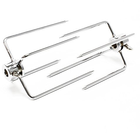 WilTec 2X Fourches à Viande pour Broches Ø 5-11 mm Acier chromé Fourchettes Tournebroche Rôtisserie BBQ Grill Accessoire Cuisine Légumes