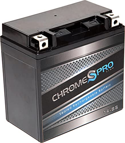 Chrome S Pro 14-BS Maintenance-Free, 200CCA, 12V 15Ah Battery Replacement for ATV, Motorcycle, Jet Skis, Scooter, UTV, and More - Nut and Bolt (T3) Terminal